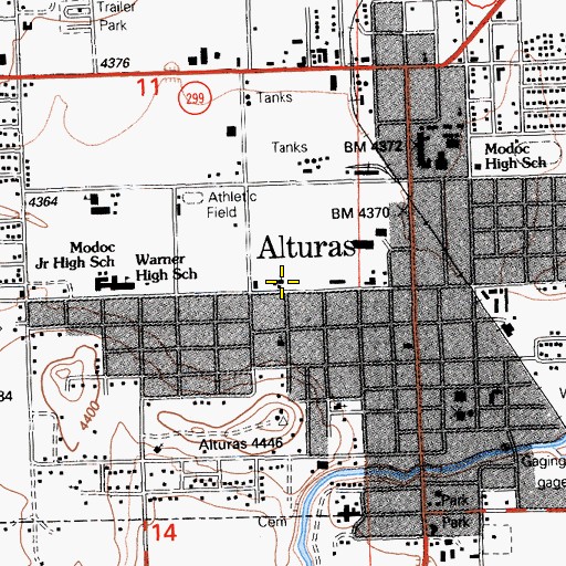 Topographic Map of Alturas Baptist Church, CA
