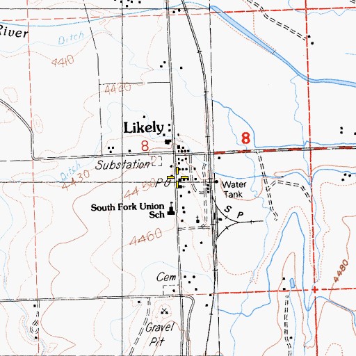 Topographic Map of Likely Post Office, CA