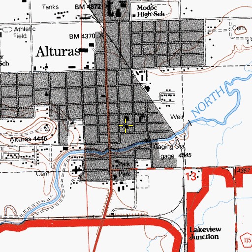 Topographic Map of Modoc County Courthouse, CA