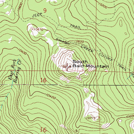Topographic Map of South Bald Mountain, CO