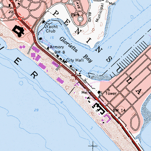Topographic Map of Glorietta Bay Park, CA