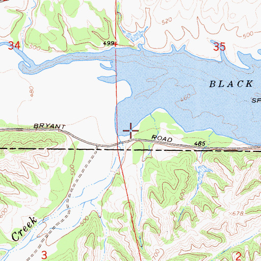 Topographic Map of Burris Creek Recreation Area, CA