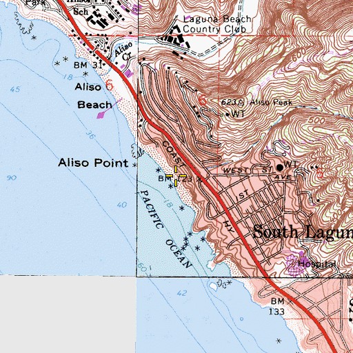 Topographic Map of Coast Royale Beach, CA