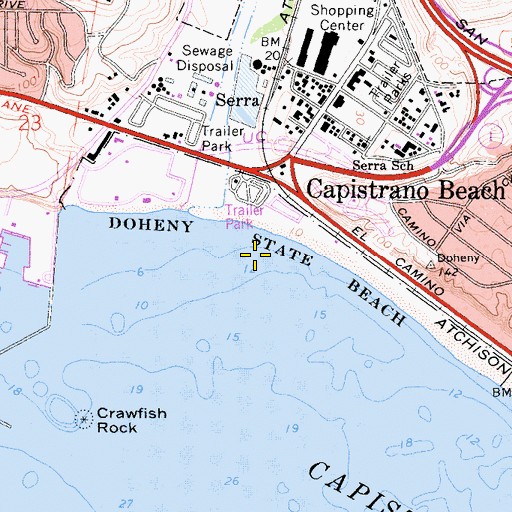 Topographic Map of Doheny Marine Life Refuge, CA