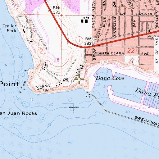 Topographic Map of Orange County Marine Institute, CA