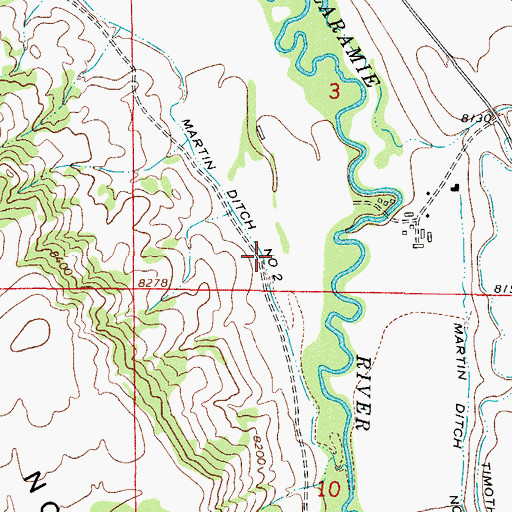 Topographic Map of Martin Ditch Number 2, CO