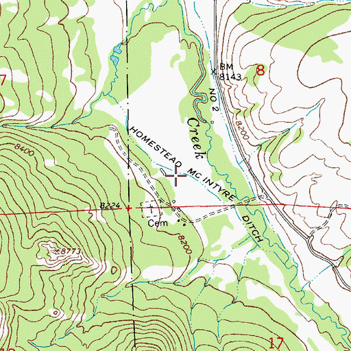 Topographic Map of Homestead Mc Intyre Ditch, CO