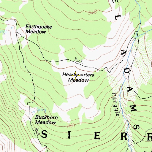 Topographic Map of Headquarters Meadow, CA