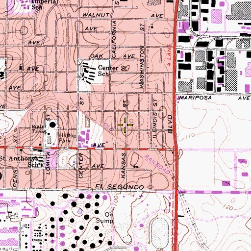 Topographic Map of Kansas Park, CA