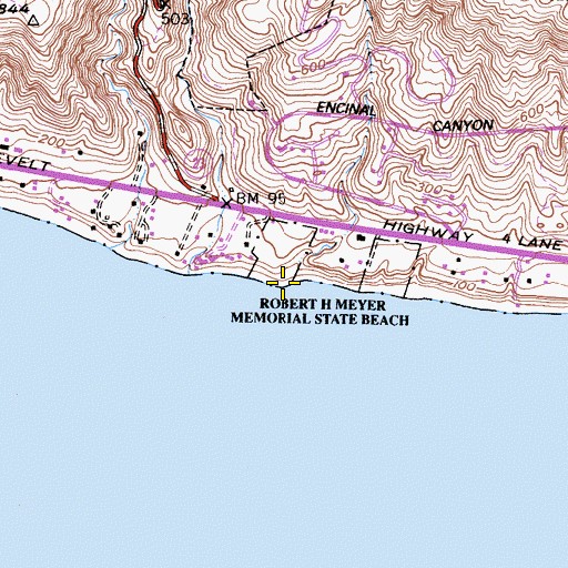 Topographic Map of El Pescador State Beach, CA