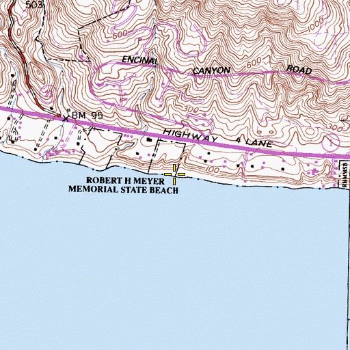 Topographic Map of La Piedra State Beach, CA