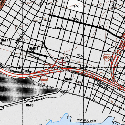 Topographic Map of Adeline Street Station (historical), CA