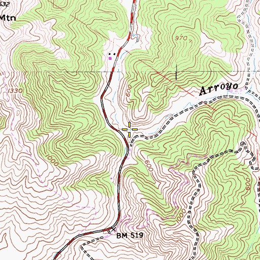 Topographic Map of Canada Pomponio, CA