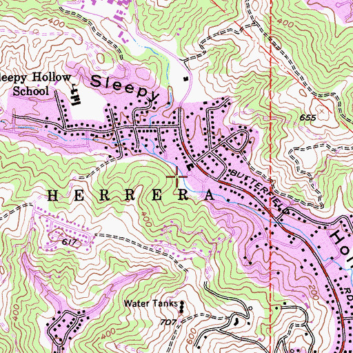 Topographic Map of Sleepy Hollow Ranch (historical), CA