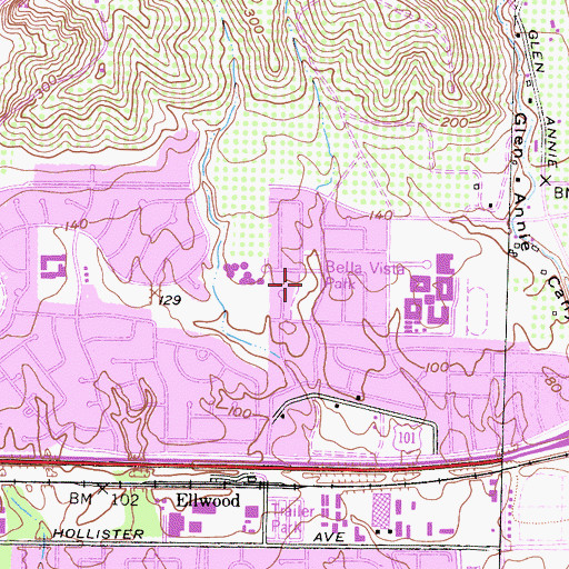 Topographic Map of Bella Vista Park, CA