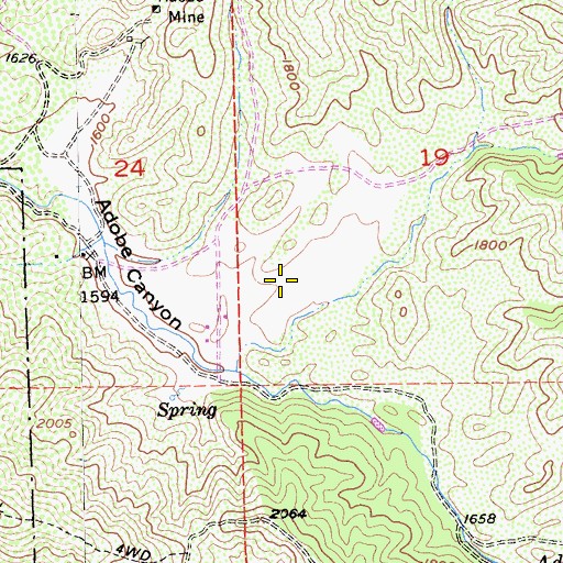 Topographic Map of Adobe Flat, CA