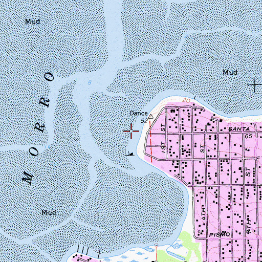 Topographic Map of Baywood Park Beach, CA