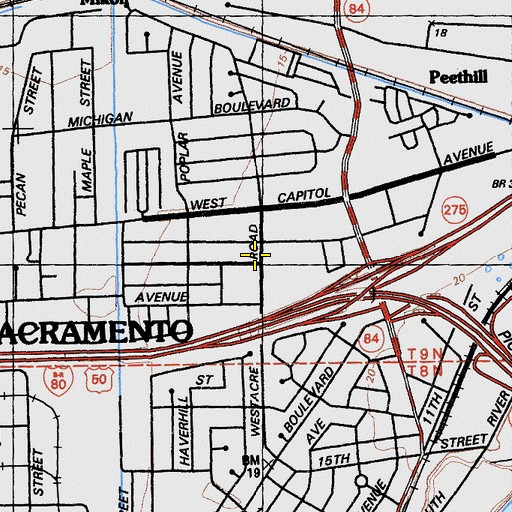 Topographic Map of West Sacramento Church of the Nazarene, CA