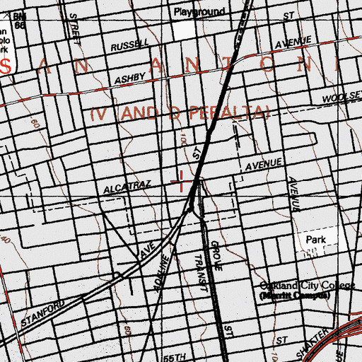 Topographic Map of Alcatraz Avenue Station (historical), CA