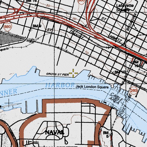 Topographic Map of Grove Street Terminal, CA