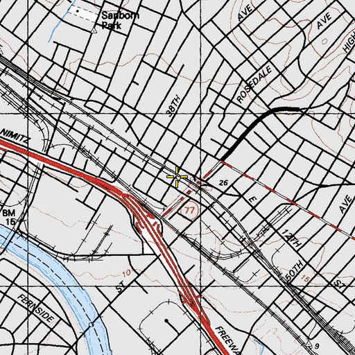 Topographic Map of Sather Station (historical), CA