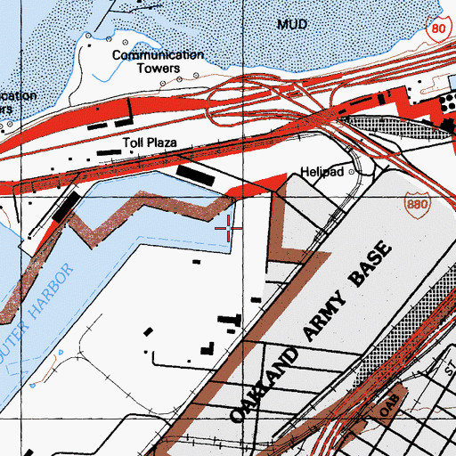 Topographic Map of Sea-Land Terminal, CA