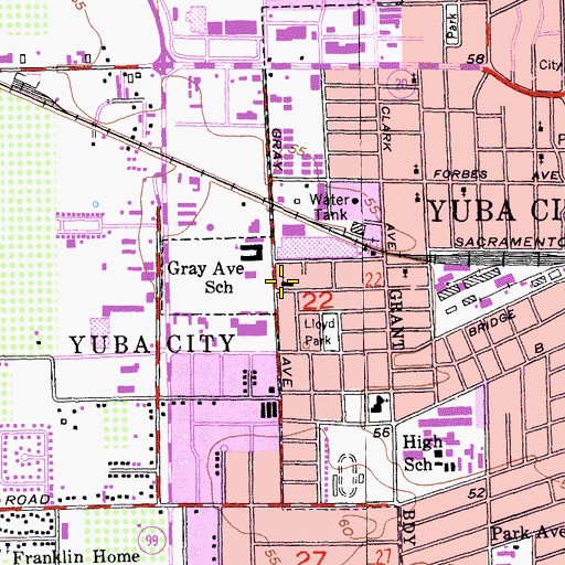 Topographic Map of Reorganized Church of Jesus Christ of Latter Day Saints, CA