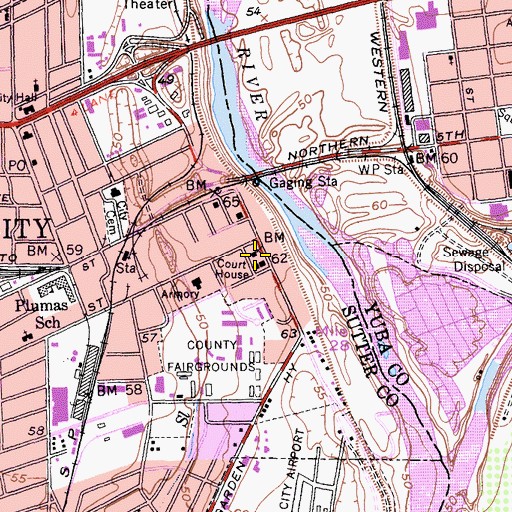 Topographic Map of Sutter County Courthouse, CA