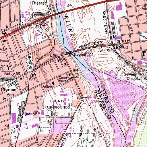 Topographic Map of Sutter County Office Building, CA