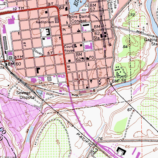 Topographic Map of Yuba County Library, CA