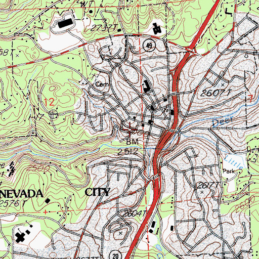 Topographic Map of Nevada City City Hall, CA