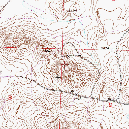 Topographic Map of Beatrice Mine, WY