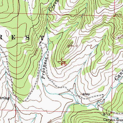 Topographic Map of Canyon Creek Mine, WY