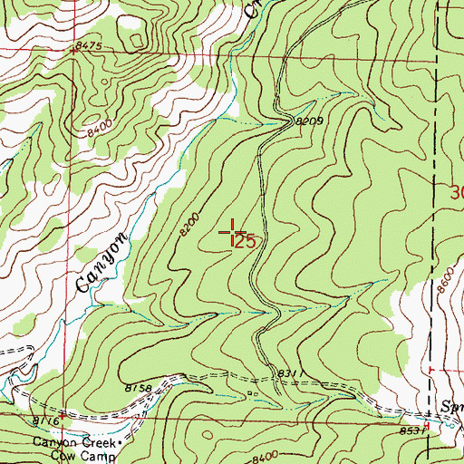 Topographic Map of Canyon Creek Talc Mine, WY