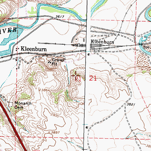 Topographic Map of Model Mine, WY