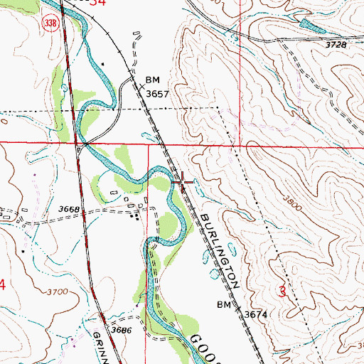 Topographic Map of Dietz Number Three Mine, WY