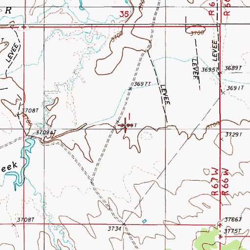 Topographic Map of Cedar Creek Number Two Mine, WY