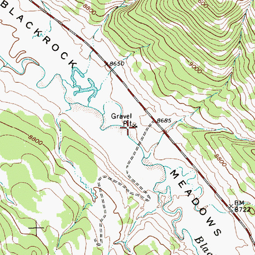 Topographic Map of Black Rock Meadows Mine, WY