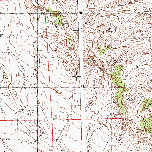 Topographic Map of Grass Creek Mine, WY