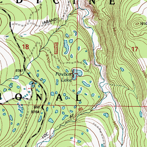 Topographic Map of Firebox Lake, WY
