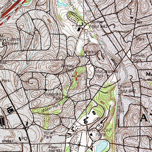 Topographic Map of Ansley Park, GA