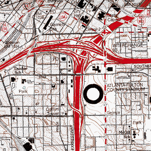 Topographic Map of Exit 91, GA