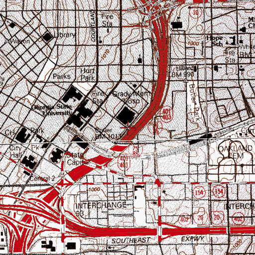 Topographic Map of Exit 94, GA