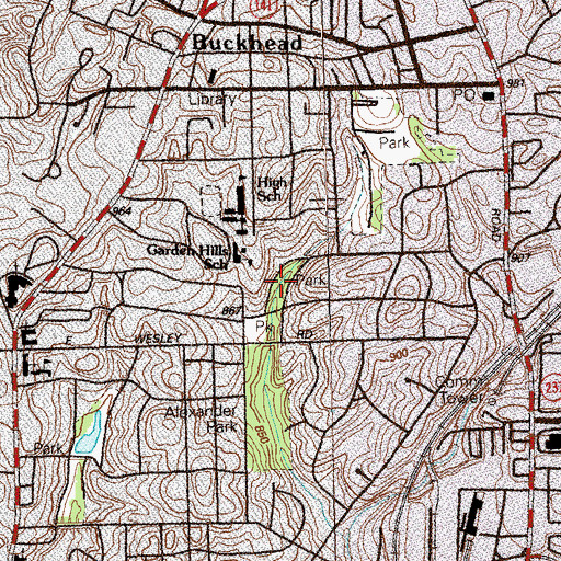 Topographic Map of Sunny Brook Park, GA