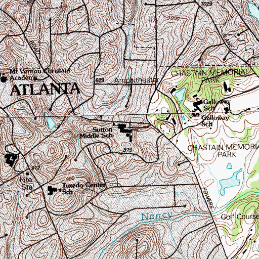 Topographic Map of Sutton Middle School, GA