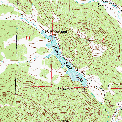 Topographic Map of Hahns Peak Lake, CO