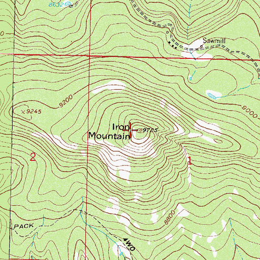 Topographic Map of Iron Mountain, CO
