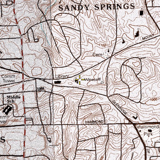 Topographic Map of Mount Vernon Presbyterian Church, GA