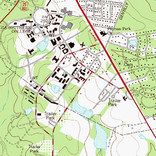 Topographic Map of Stratford Hall, GA