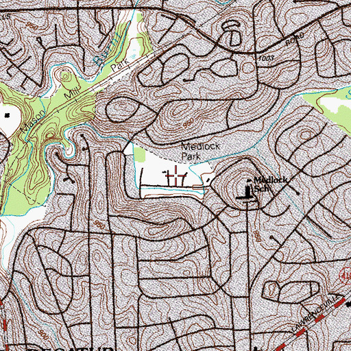 Topographic Map of Medlock Park, GA